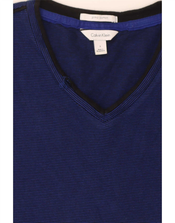 Calvin Klein Herren-T-Shirt mit kurzen Ärmeln, normal, klein, Marineblau gestreift