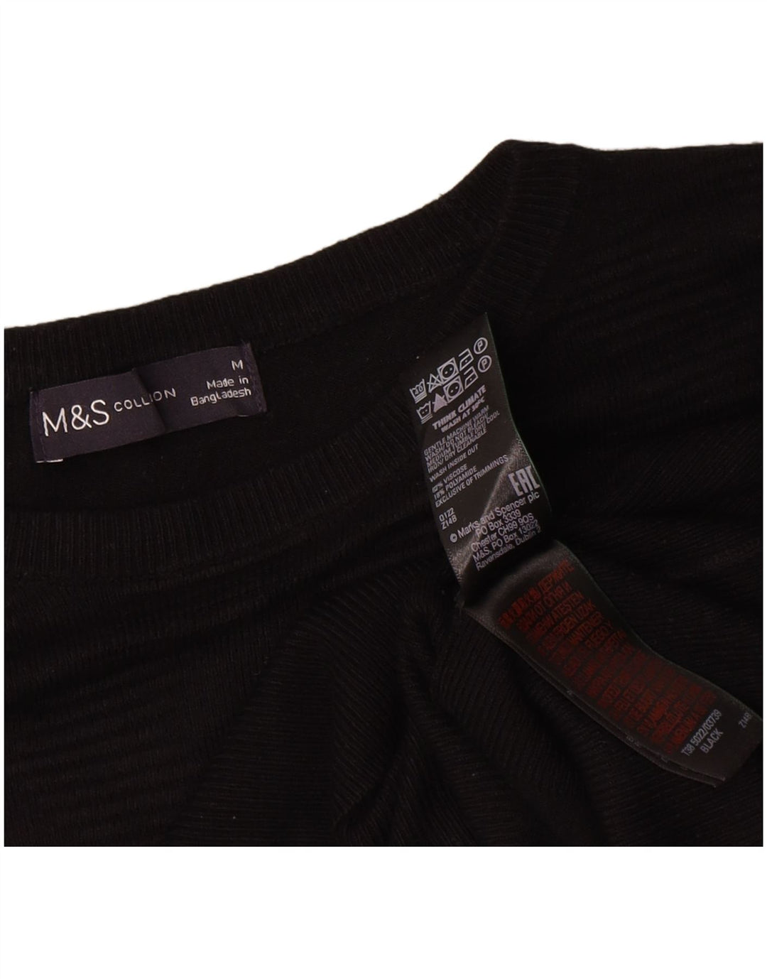 Marks & Spencer Damen-Pullover mit U-Boot-Ausschnitt, Gr. 14, mittlere schwarze Viskose