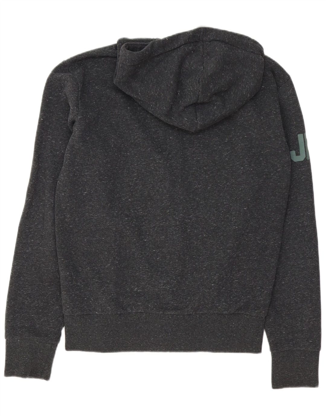 Superdry Herren-Kapuzenpullover mit grafischem Reißverschluss, mittelgrau gesprenkelte Baumwolle