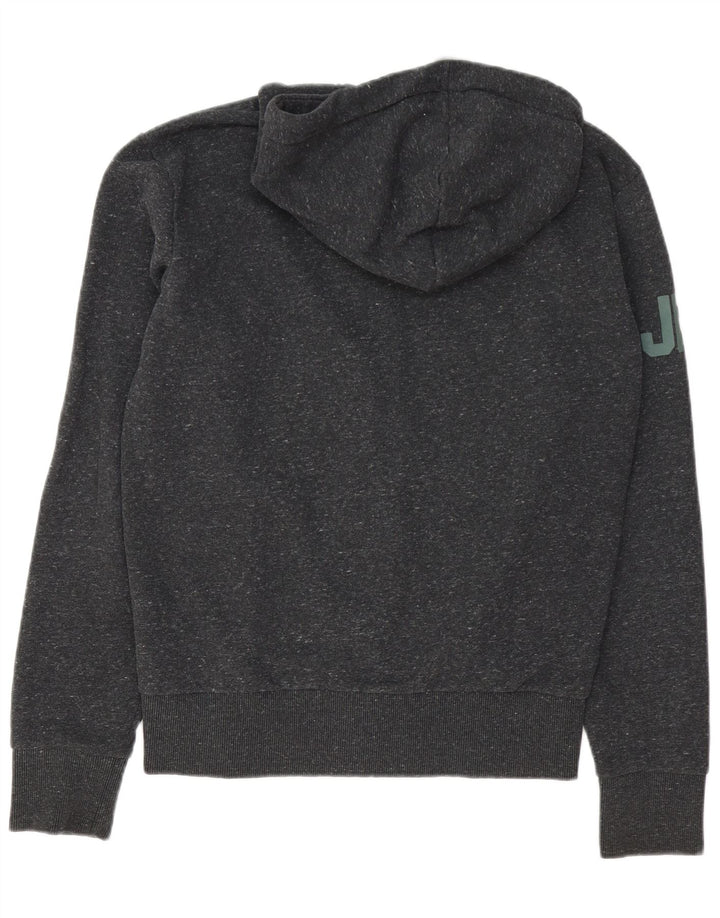 Superdry Herren-Kapuzenpullover mit grafischem Reißverschluss, mittelgrau gesprenkelte Baumwolle