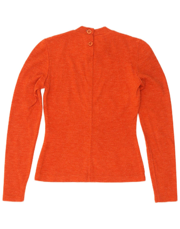 Vintage Damen Rundhalspullover Pullover UK 10 Small Orange Nylon