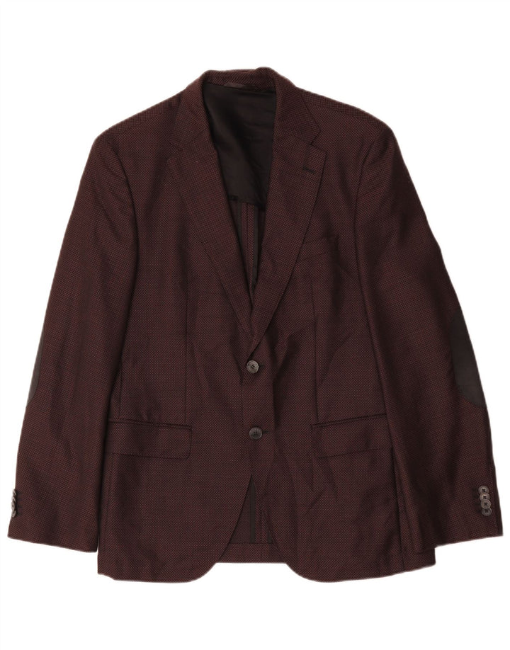 Hugo Boss Herren-Blazer mit 2 Knöpfen, EU 48, mittlere burgunderrote Wolle
