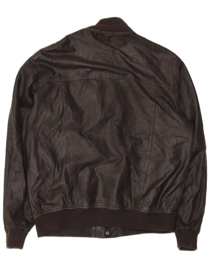 Luca D'altieri Herren Bomber-Lederjacke UK 38 Mittelbraunes Leder