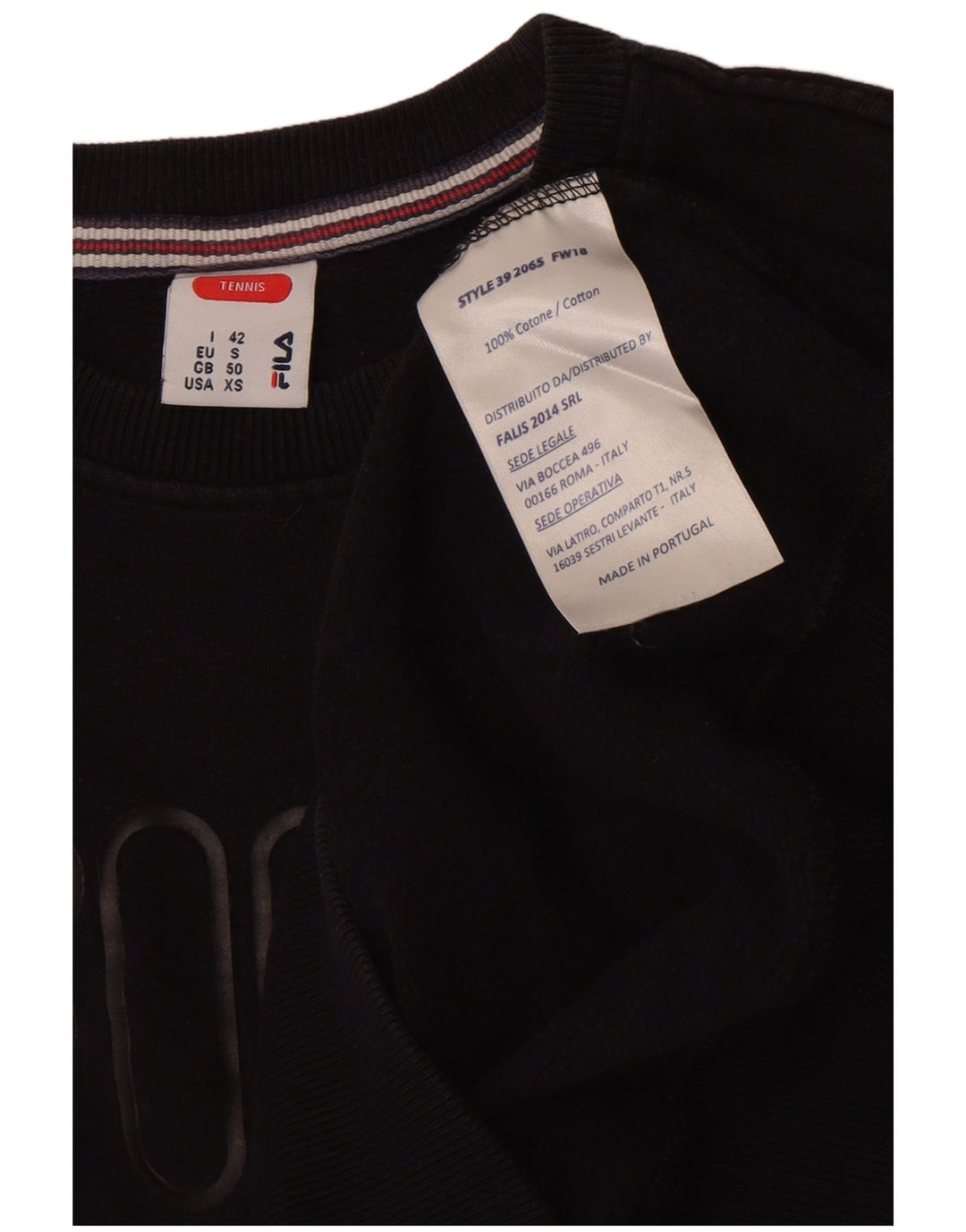 Fila Damen Grafik-Sweatshirt-Pullover IT 42 Mittelschwarze Baumwolle