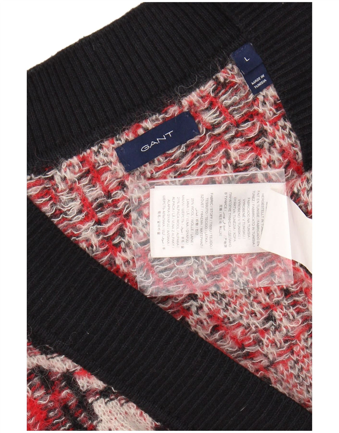 GANT Damen-Pullover, übergroß, V-Ausschnitt, Gr. 40, Größe L, roter Hahnentrittmuster