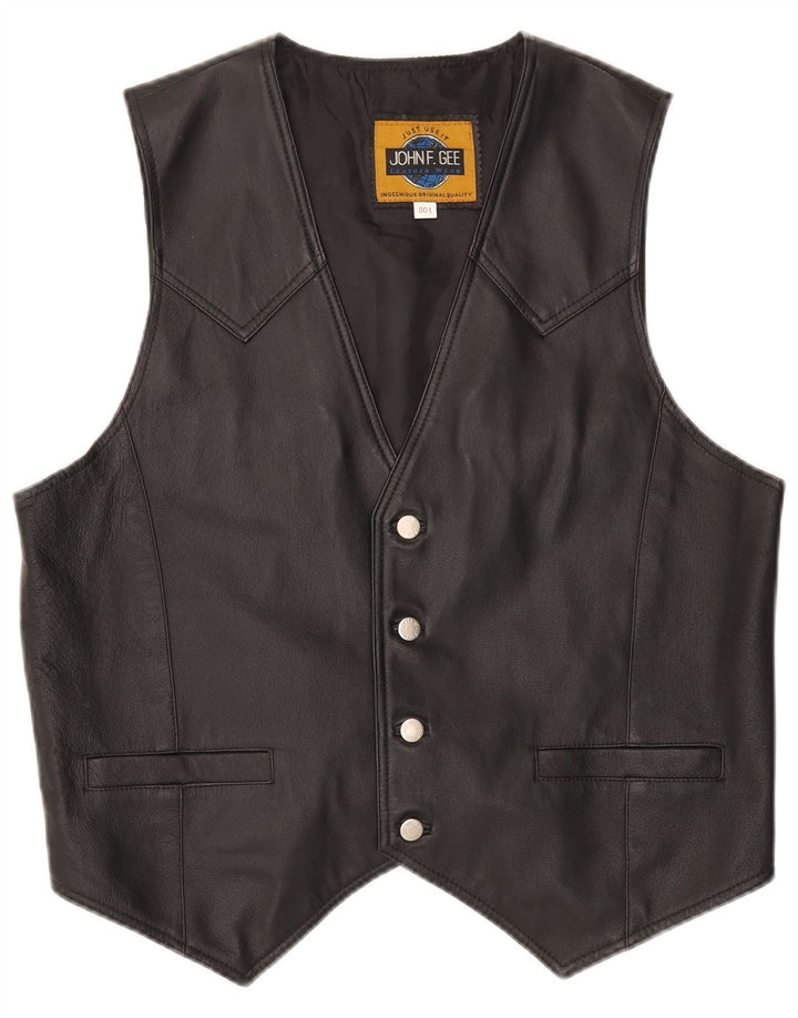 John F. Gee Herren Lederweste Mittelschwarzes Leder
