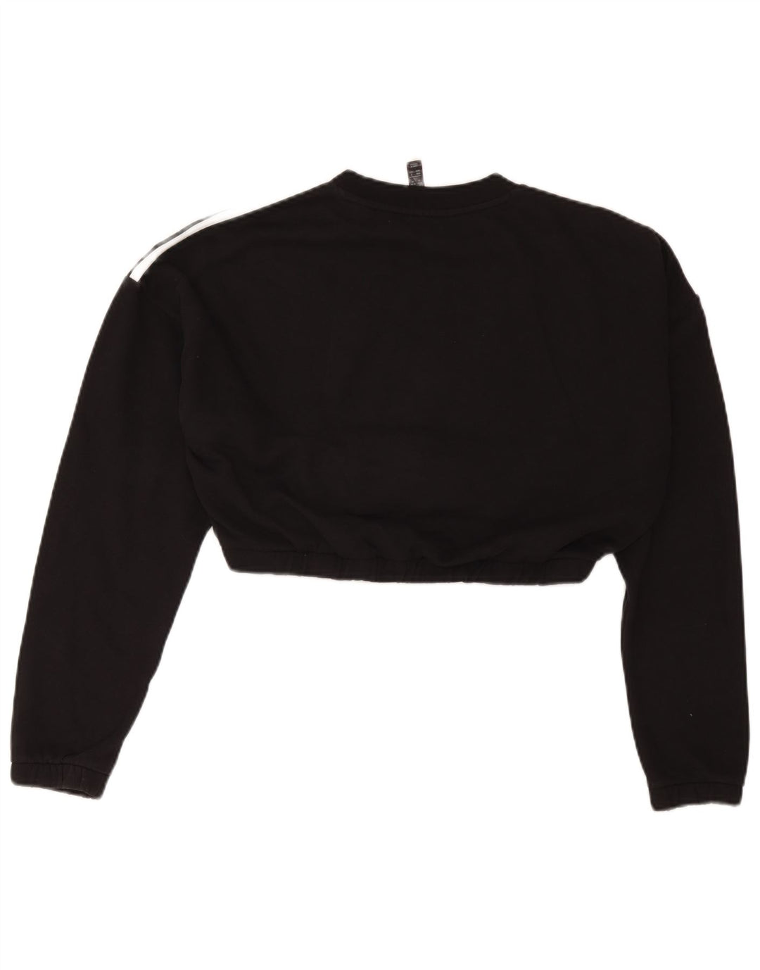 Adidas Damen Crop Sweatshirt Pullover UK 12/14 Mittelschwarze Baumwolle