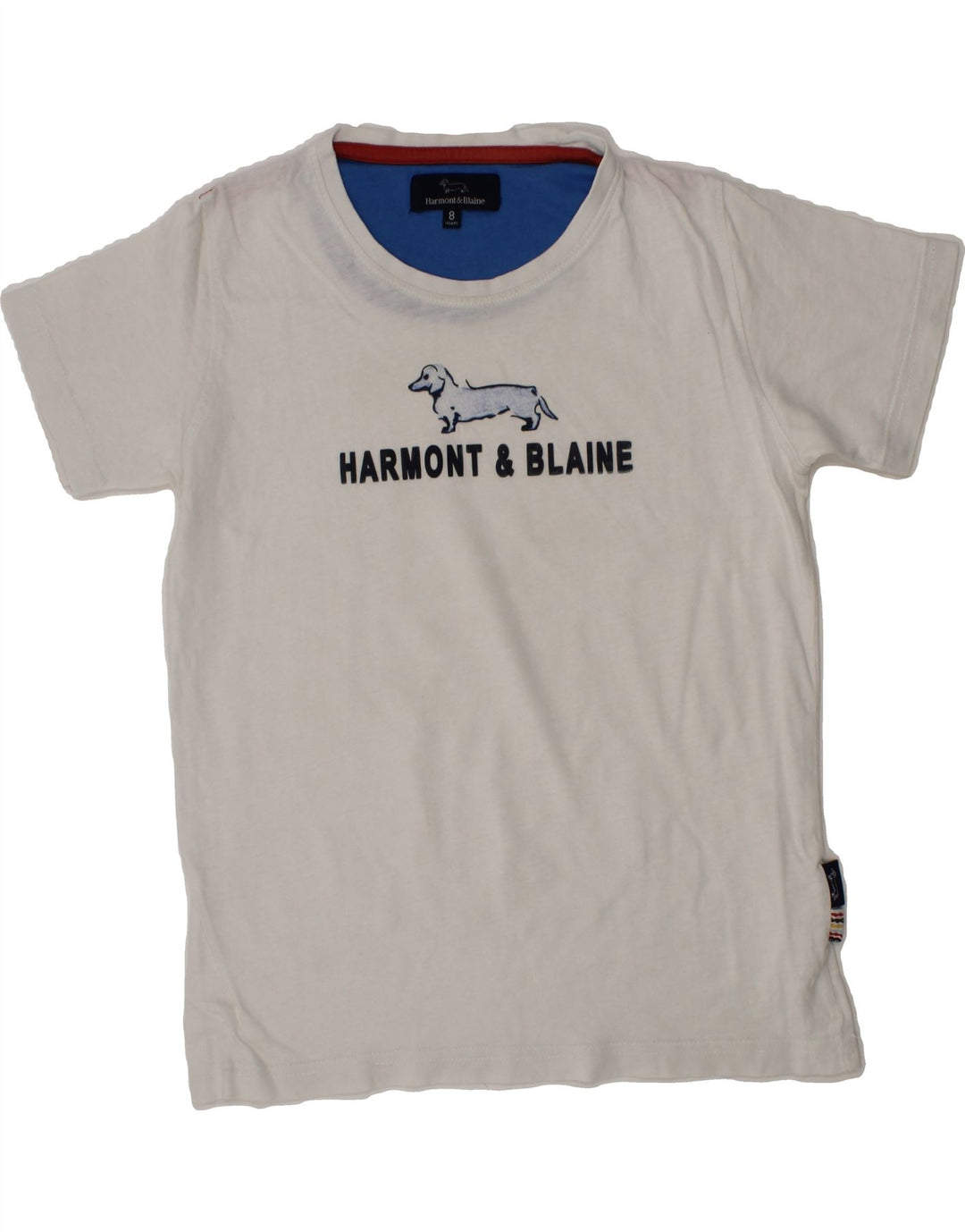 HARMONT & BLAINE Boys Graphic T-Shirt Top 7-8 Years White Vintage Harmont & Blaine and Second-Hand Harmont & Blaine from Messina Hembry 
