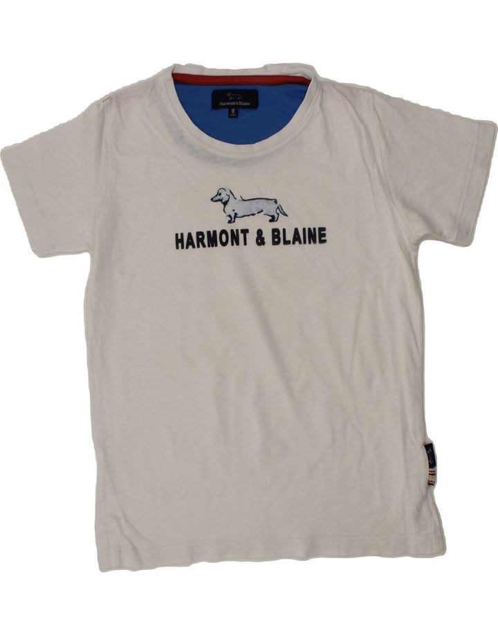 HARMONT & BLAINE Boys Graphic T-Shirt Top 7-8 Years White Vintage Harmont & Blaine and Second-Hand Harmont & Blaine from Messina Hembry 