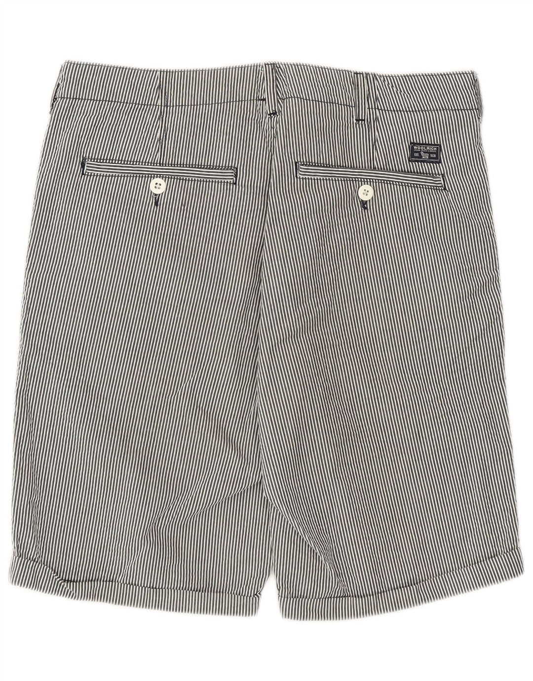 Woolrich Herren-Freizeitshorts W32 Mittelgraue Nadelstreifen-Baumwolle