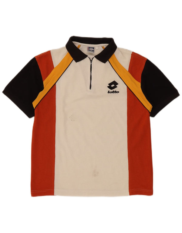 LOTTO Herren-Poloshirt UK 36/38 Small Weiß Colourblock Polyester