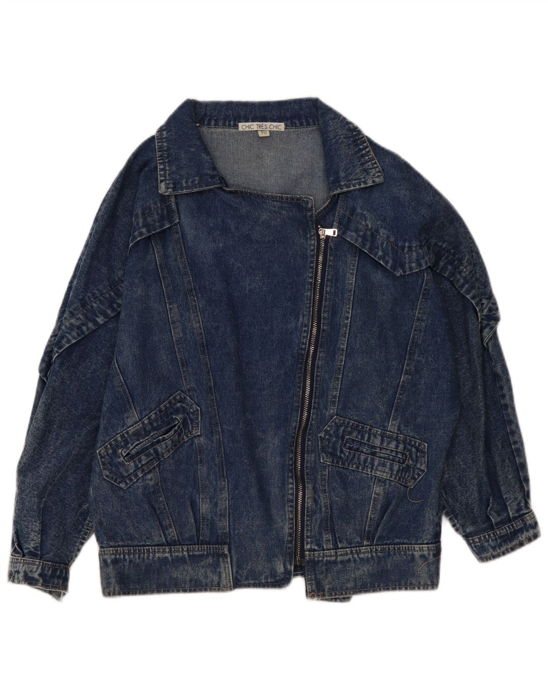 VINTAGE Damen Übergroße Jeansjacke UK 10 Kleine blaue Baumwolle