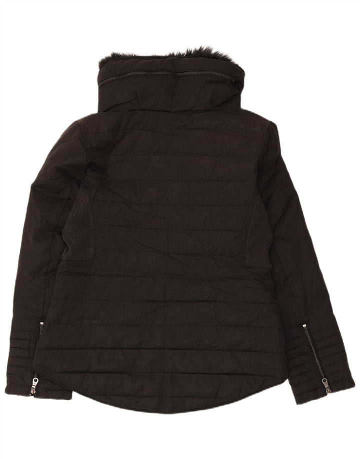 MINT VELVET Wattierte Damenjacke UK 12 Mittelschwarze Baumwolle