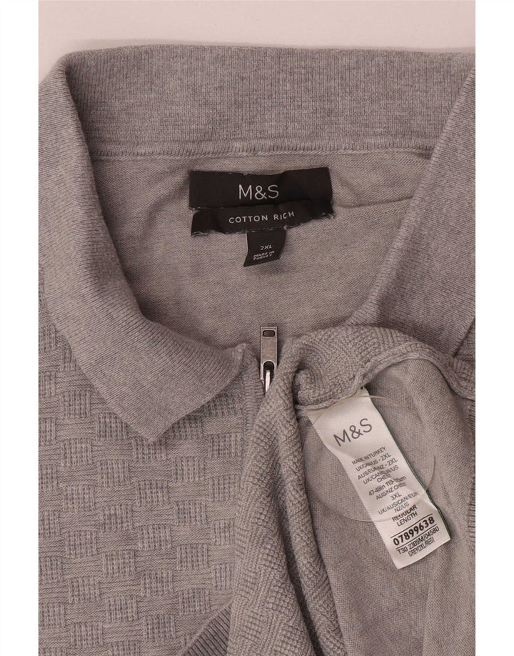 Marks & Spencer Herren-Pullover mit Rollkragen, 2XL, graue Baumwolle