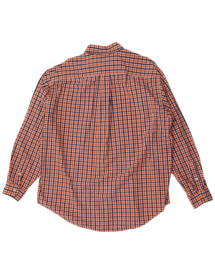Tommy Hilfiger Herrenhemd, groß, orangefarbenes Gingham-Baumwolle
