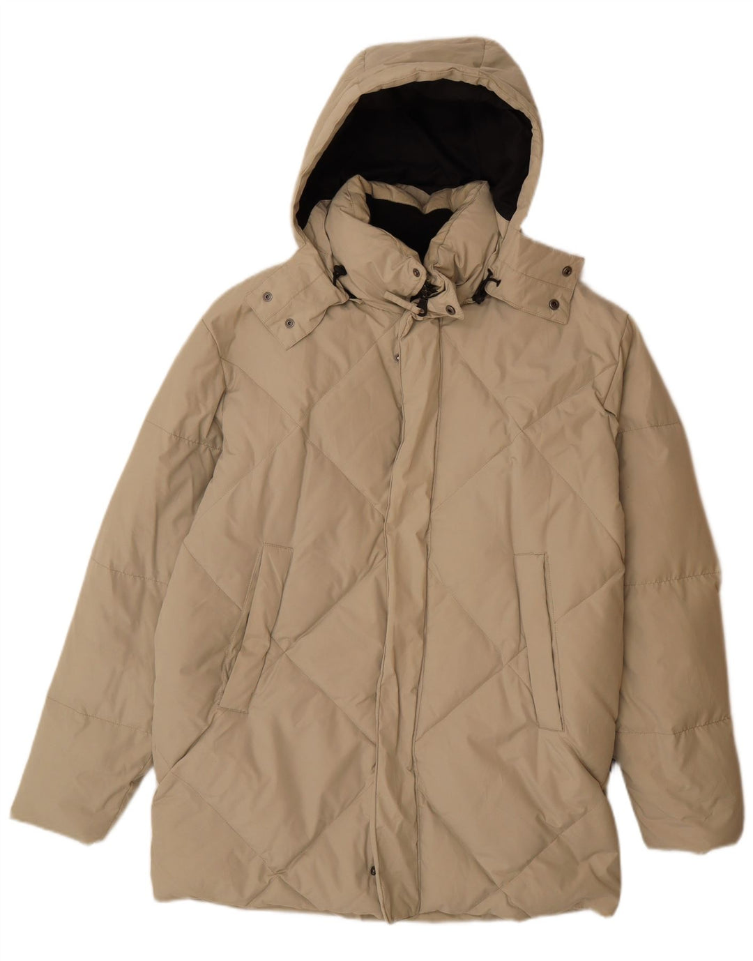 DIADORA Wattierter Herrenmantel mit Kapuze, UK 38, mittelbeigefarbenes Polyester