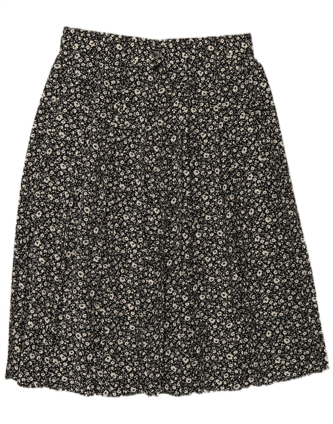 St Michael Damen A-Linienrock UK 16 Large W30 Schwarz geblümtes Polyester