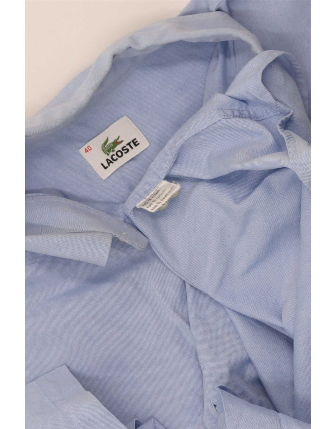 Lacoste Herren-Kurzarmhemd, Größe 40, mittelblaue Baumwolle