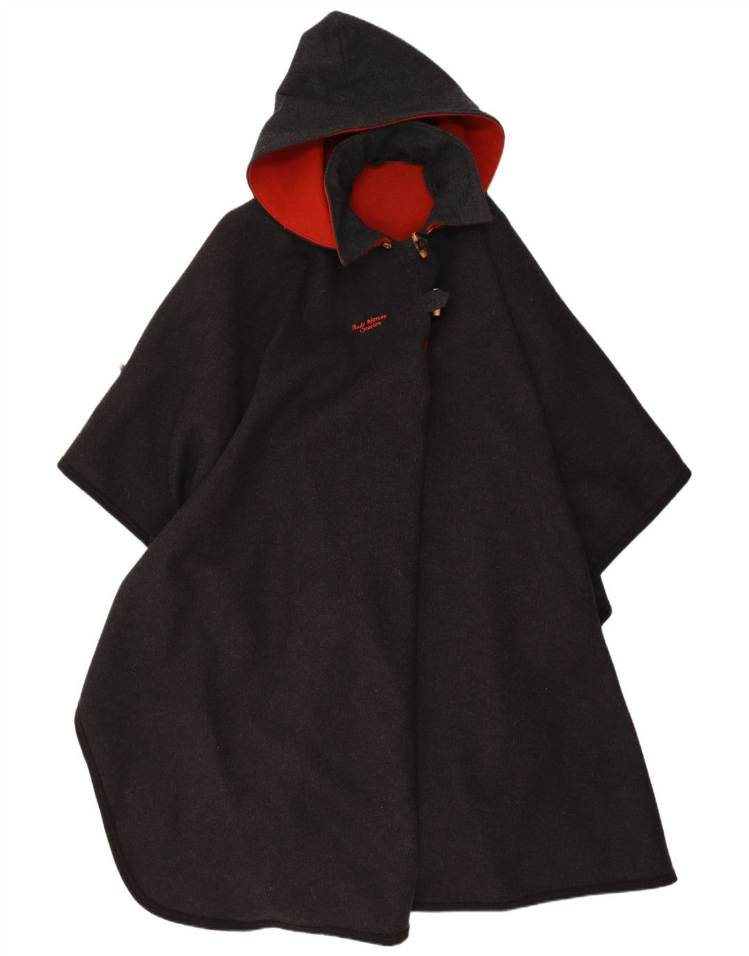 Vintage Damen Cape-Mantel mit Kapuze, Einheitsgröße, Grau