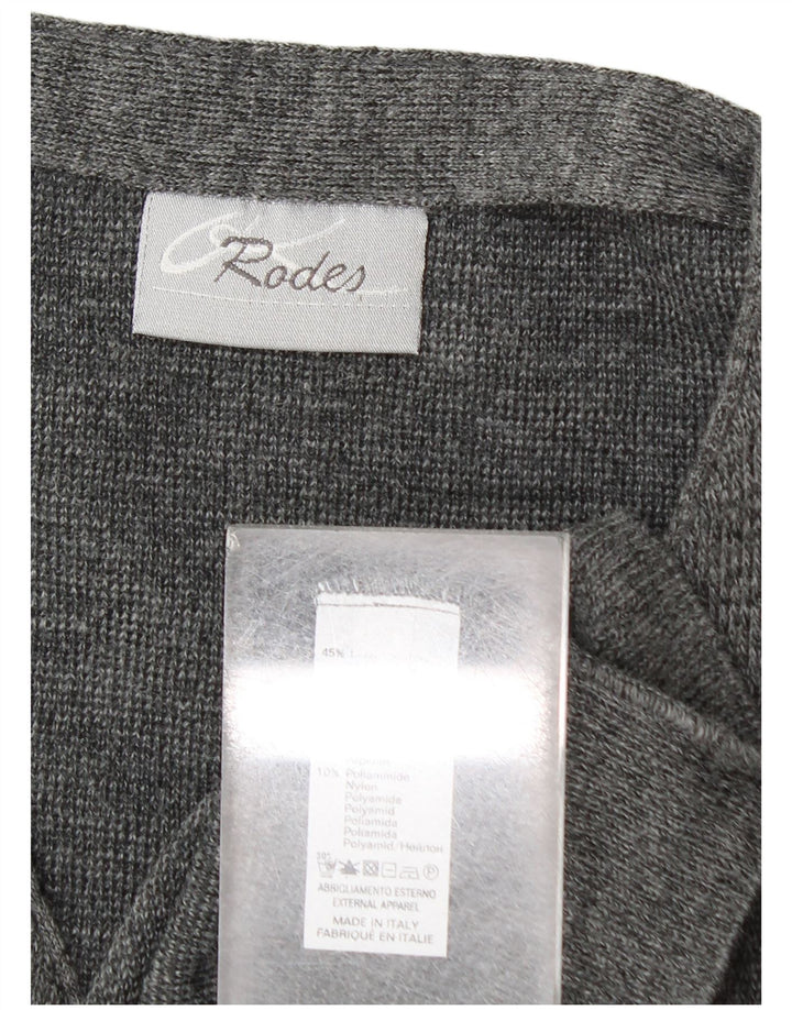 Rodes Herren-Cardigan, ärmellos, groß, grau, gestreift, Wolle