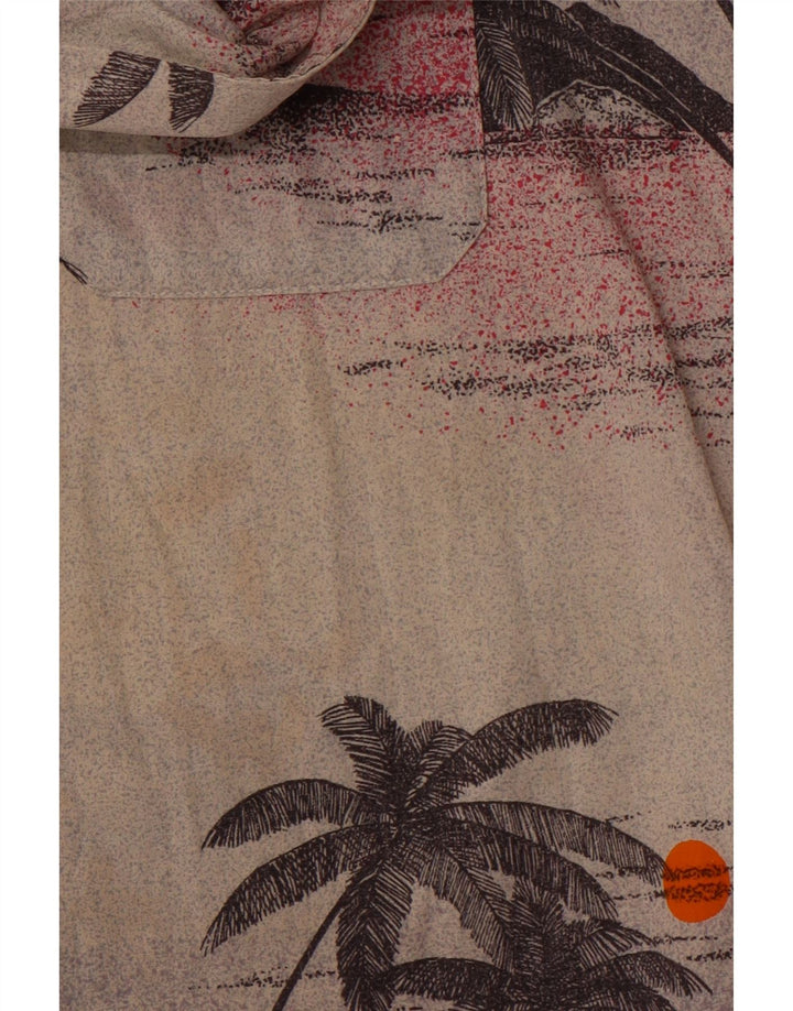 VINTAGE Hawaii-Kurzarmhemd für Herren, groß, beige, geblümte Baumwolle