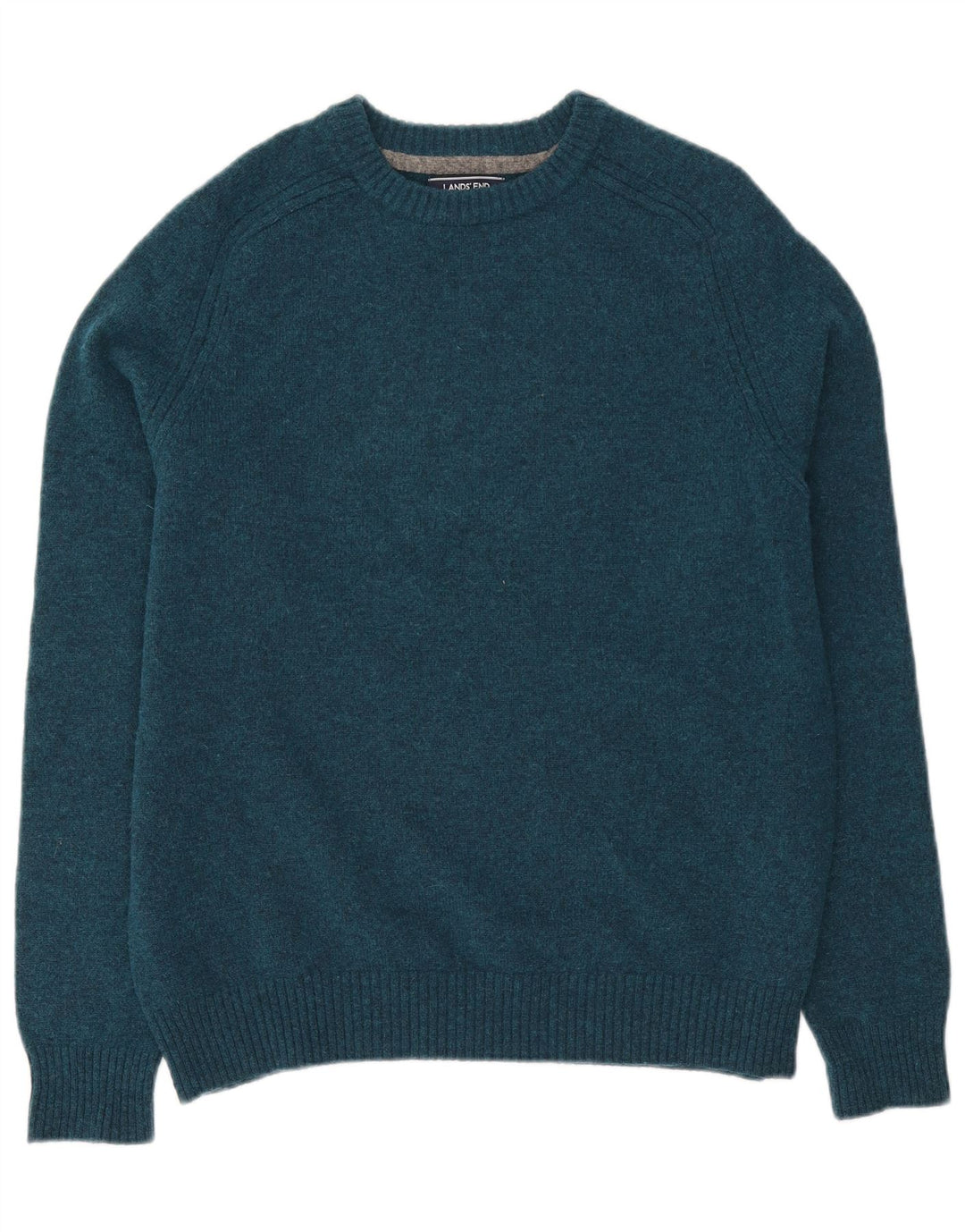 Lands End Herren-Pullover mit Rundhalsausschnitt, Größe L, aus blauer Wolle