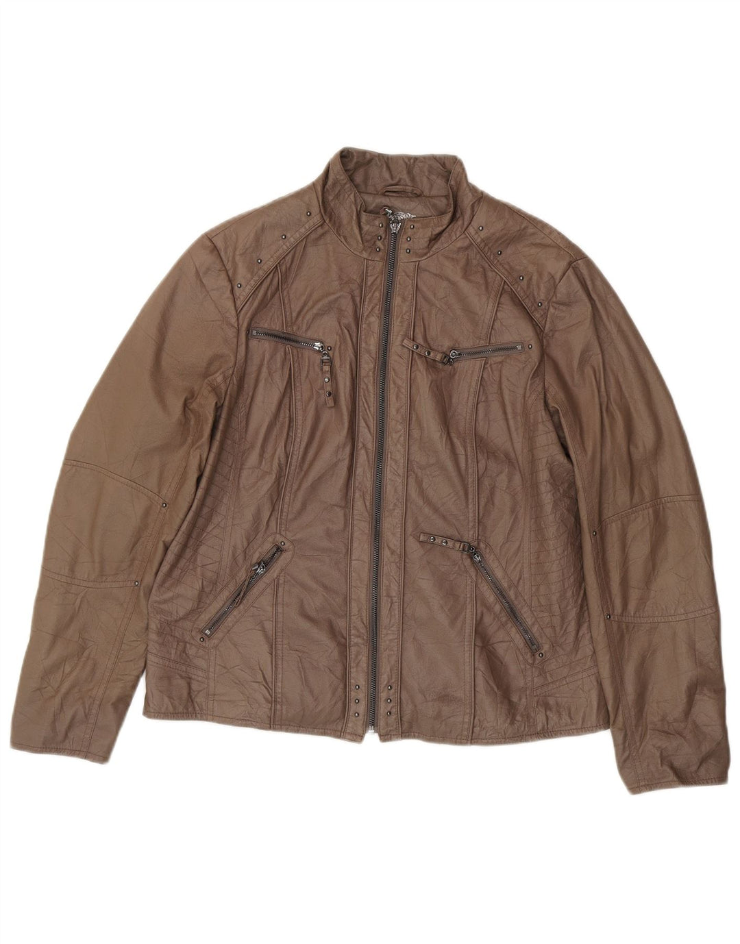 Canda Damen Crop Lederjacke UK 16 Large Braun