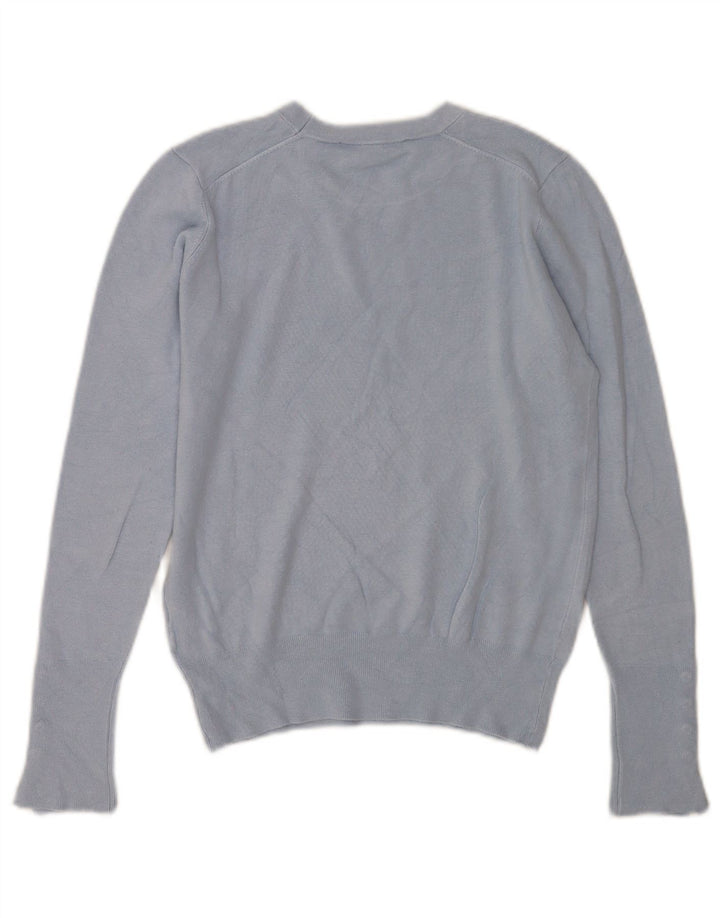 Zara Damen-Pullover mit Rundhalsausschnitt, UK 12, mittelblaue Viskose
