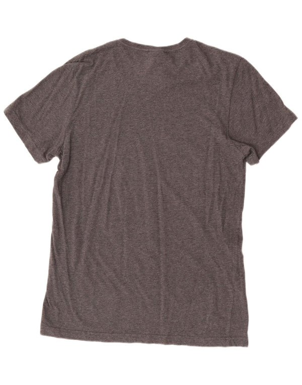 Adidas Herren Grafik-T-Shirt-Oberteil aus mittelgrau gefleckter Baumwolle