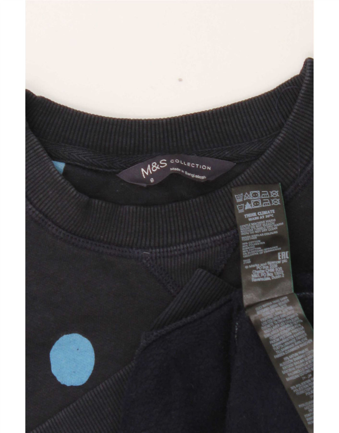 Marks & Spencer Damen Crop Sweatshirt Pullover UK 8 Small Marineblau