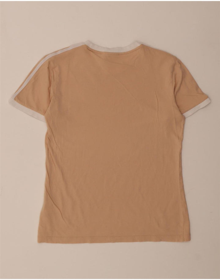Adidas Damen T-Shirt Top UK 14 Medium Beige Baumwolle