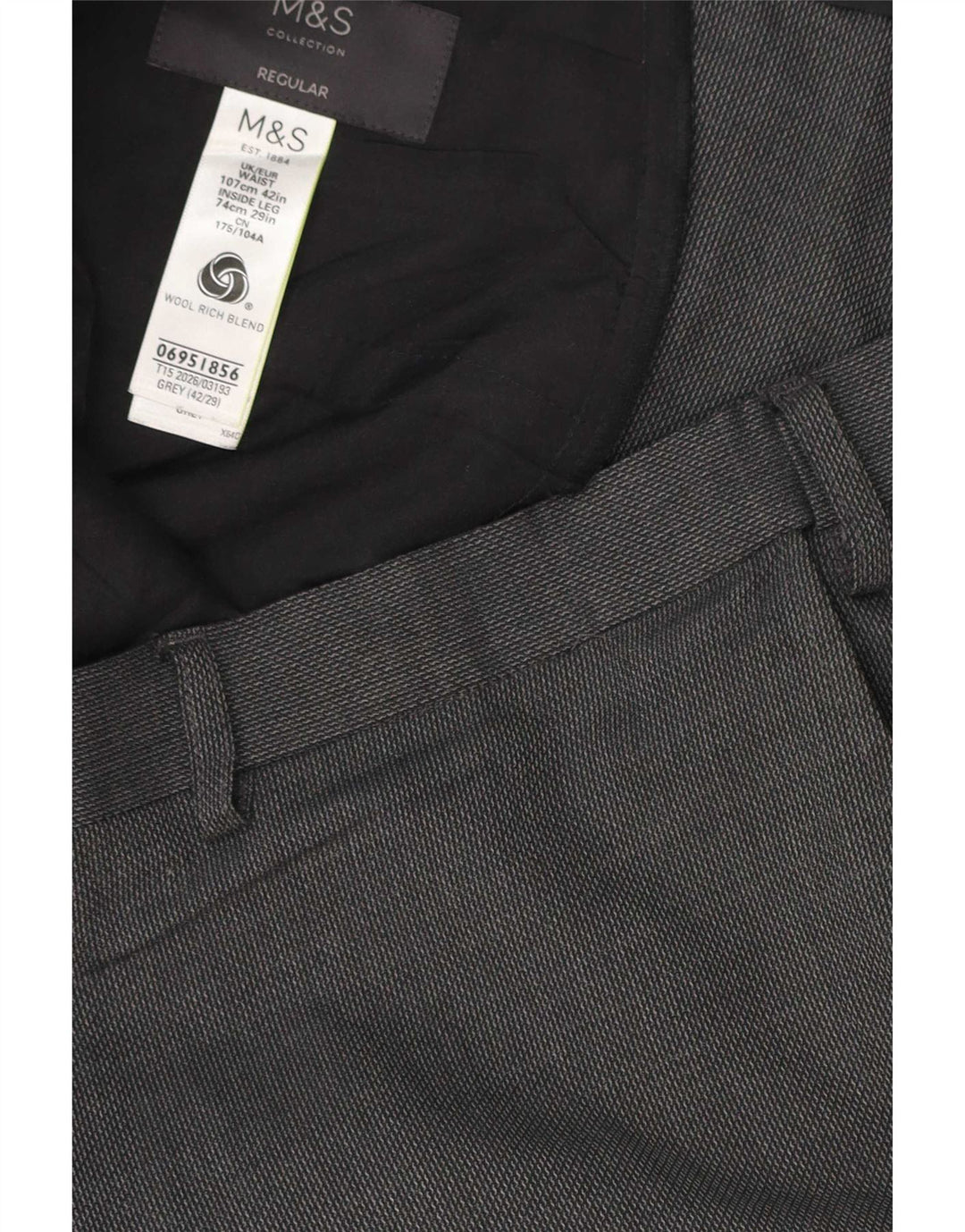 Marks & Spencer Herren-Freizeithose mit normaler Passform, W42, L29, Grau, Polyester