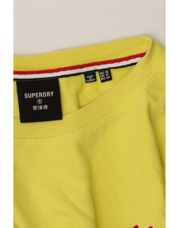 SUPERDRY Womens T-Shirt Top UK 16 Large Yellow Vintage Superdry and Second-Hand Superdry from Messina Hembry 