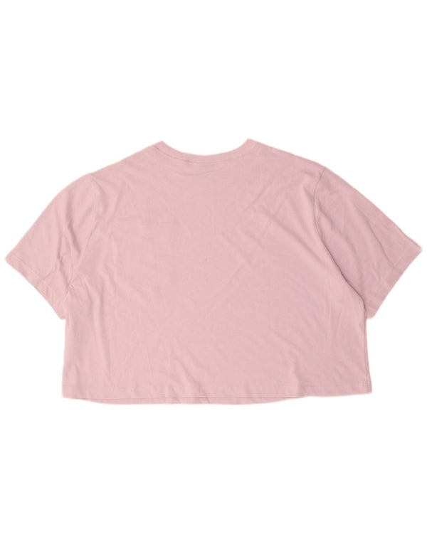 Nike Damen Swoosh Crop Übergroßes T-Shirt Top UK 22 3XL Rosa Baumwolle