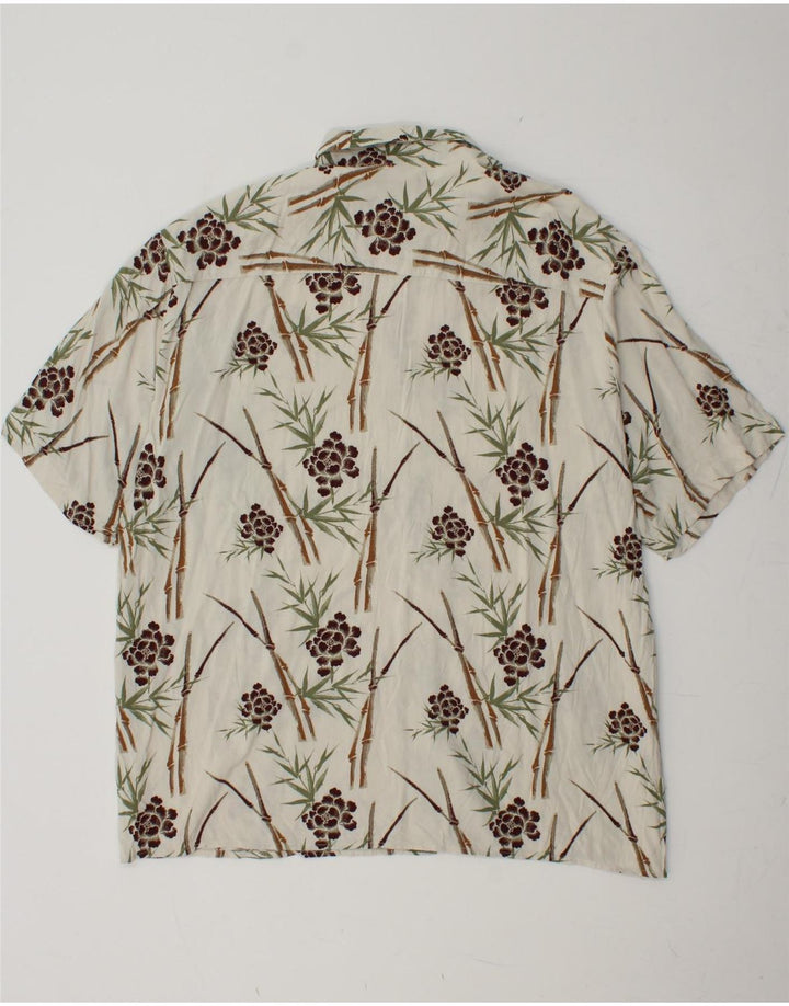 PURITAN Herren Kurzarmhemd XL Weiß Blumen Viskose