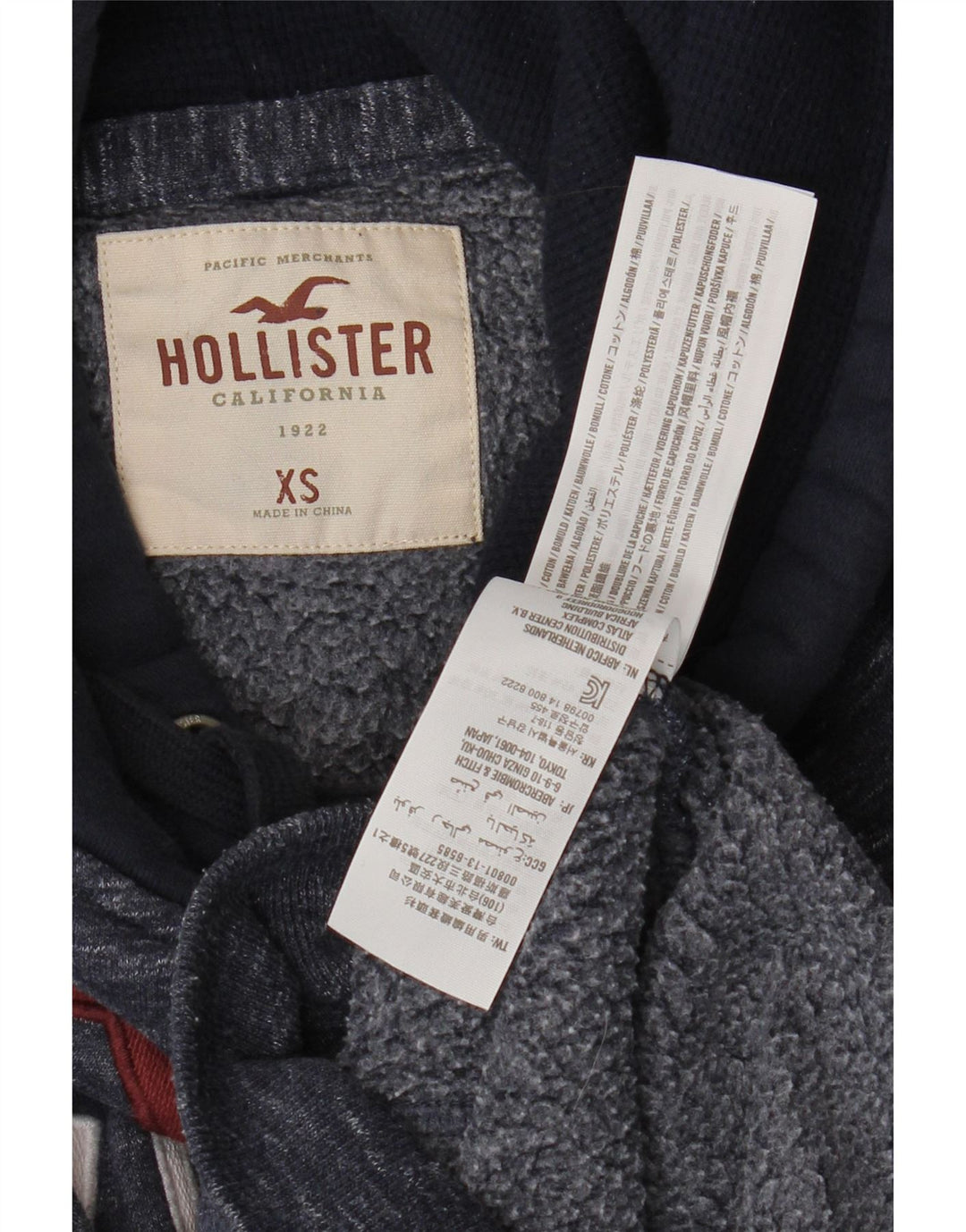 HOLLISTER Herren-Kapuzenpullover mit Grafik, XS, Marineblau, Blockfarben, Baumwolle