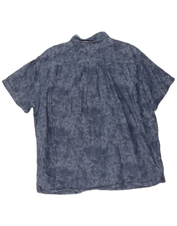 Eddie Bauer Herren-Hemd, kurzärmelig, klassische Passform, XL, Marineblau, Blumenmuster, Leinen
