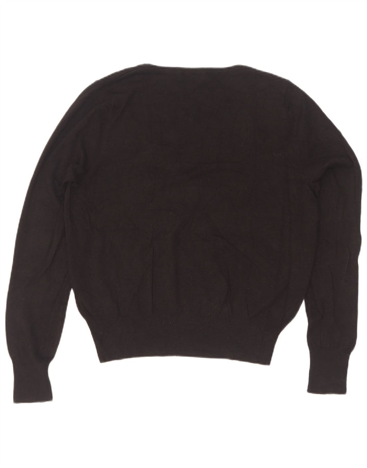 Marks & Spencer Damen-Pullover mit V-Ausschnitt, Gr. 14, mittlere schwarze Viskose