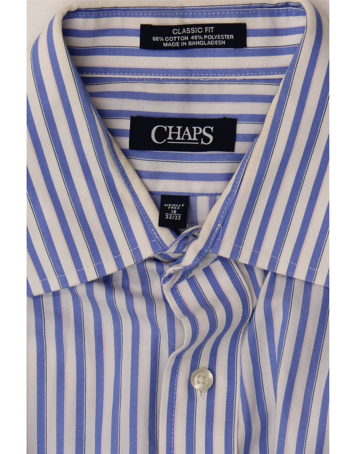 Chaps Herren-Hemd mit klassischer Passform, Größe 16, groß, blau gestreift, Baumwolle