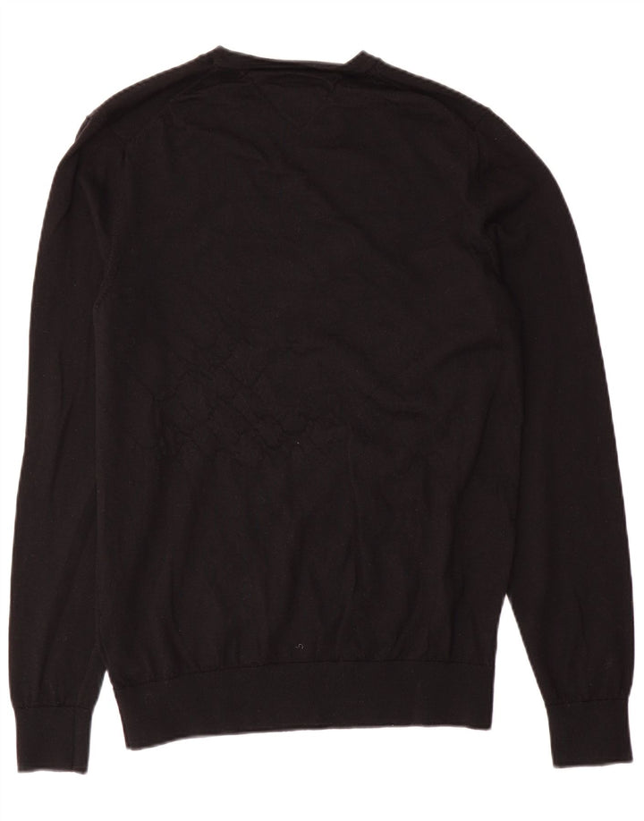 Tommy Hilfiger Herren-Pullover mit Rundhalsausschnitt, groß, schwarze Wolle