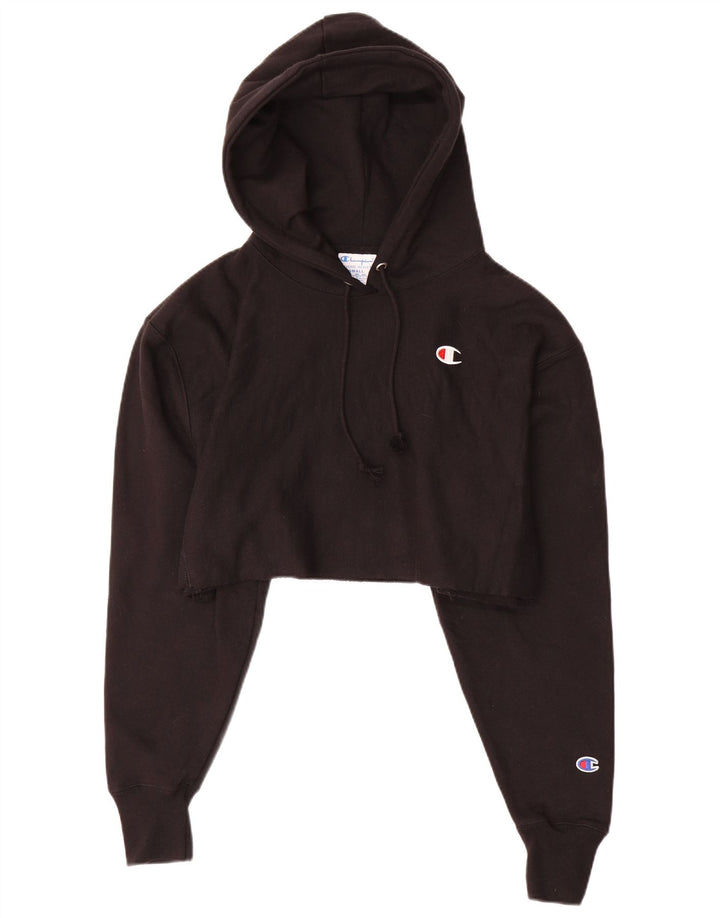 CHAMPION Damen Reverse Weave Übergroßer Kapuzenpullover UK 10 Small Schwarz