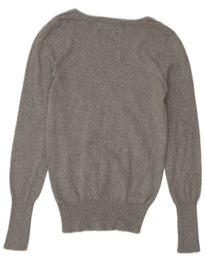 Zara Damen-Pullover mit V-Ausschnitt, Größe S, Grau