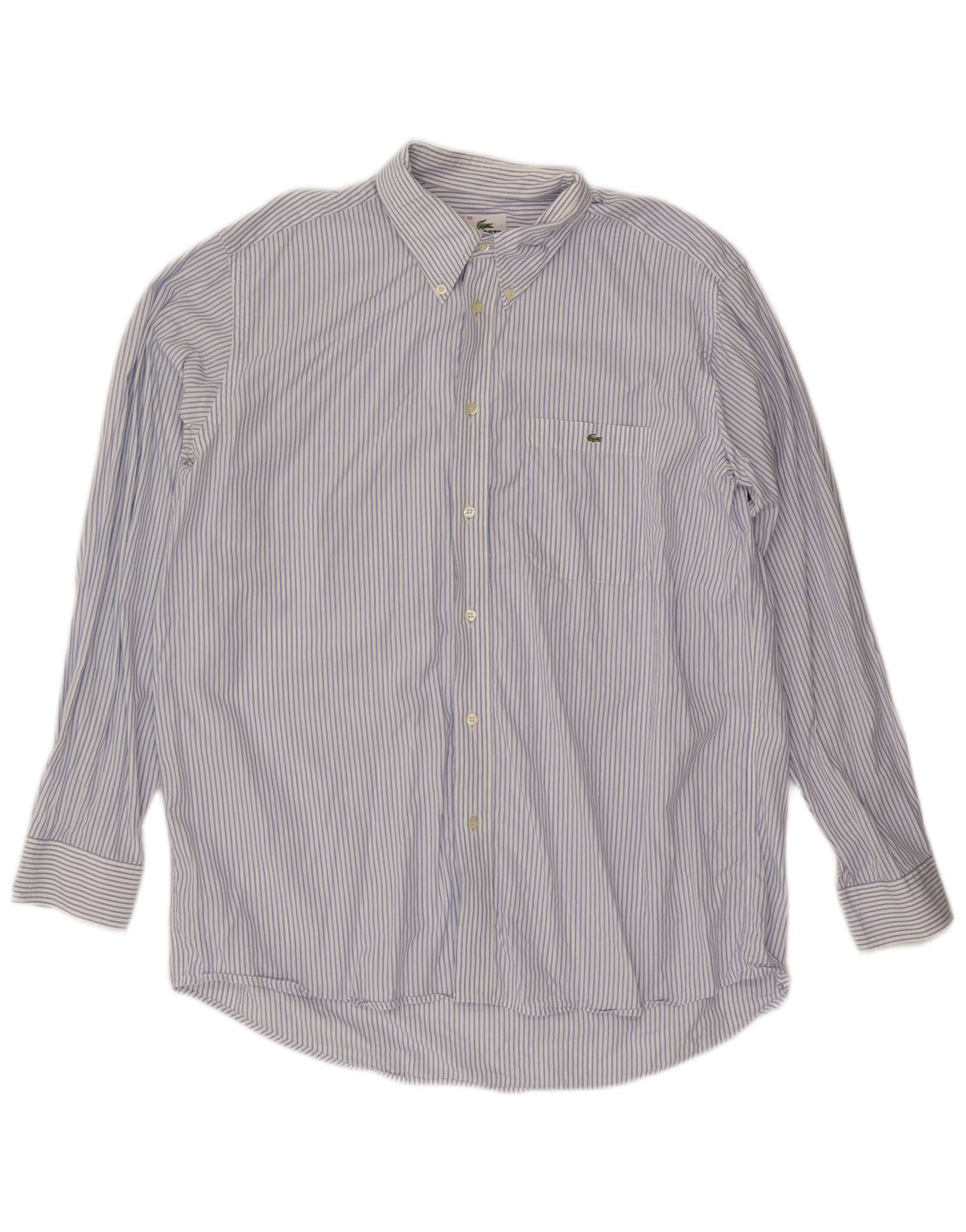 LACOSTE Herrenhemd, Größe 42, große blaue Nadelstreifen-Baumwolle
