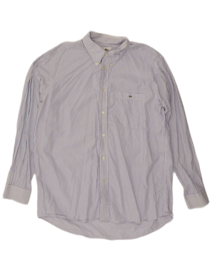 LACOSTE Herrenhemd, Größe 42, große blaue Nadelstreifen-Baumwolle