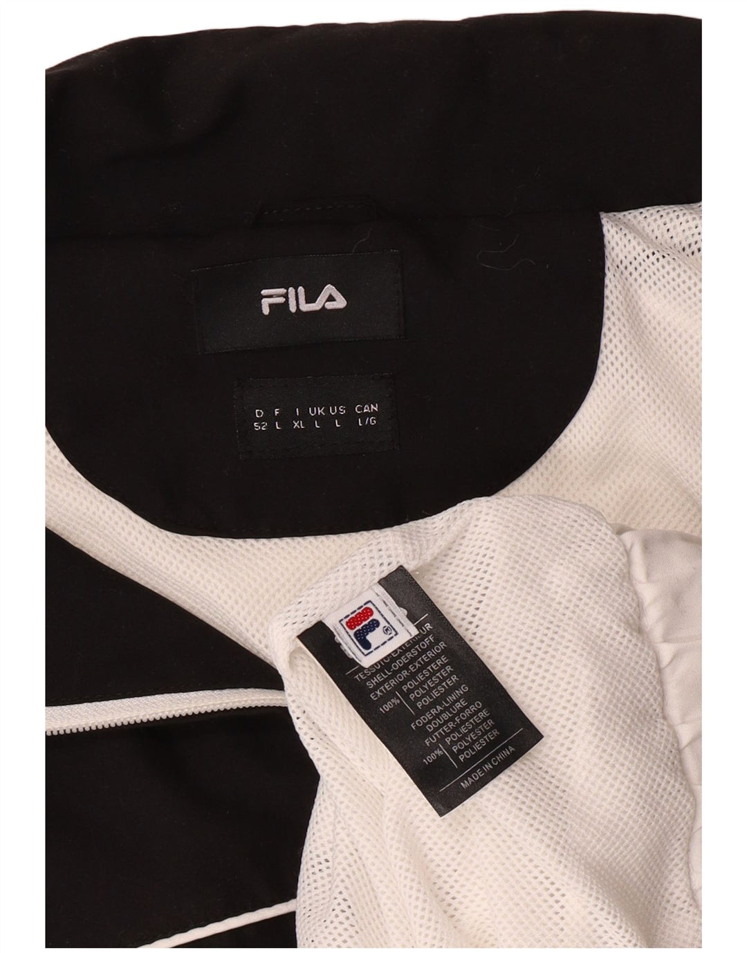 Fila Herren-Trainingsanzug-Top-Jacke, groß, cremefarbenes Farbblock-Polyester