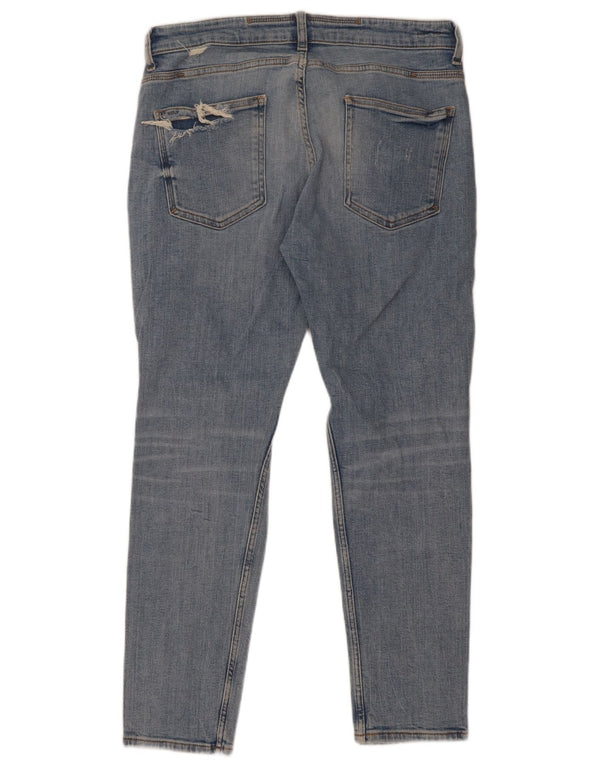 Zara Herren Distressed Slim Jeans EU 42 Large W32 L29 Blaue Baumwolle