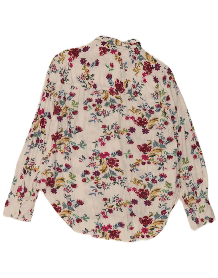 Marks & Spencer Damen-Hemd UK 12 Mittelweiße, geblümte Viskose
