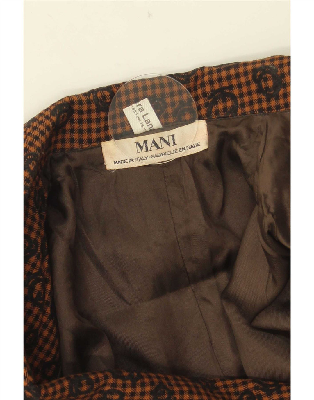 MANI Damen 2-Knopf-Blazerjacke IT 42 Mittelbraune Gingham-Wolle