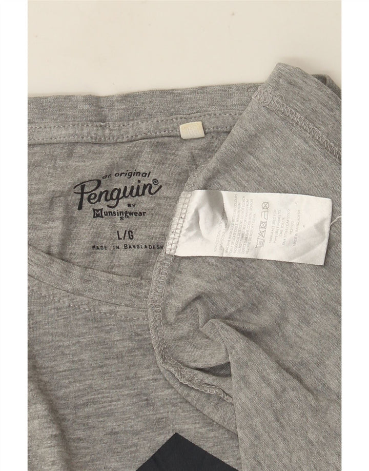 Penguin Herren-T-Shirt mit Grafik, Größe L, aus grauer Baumwolle