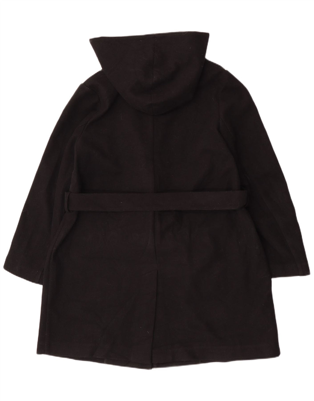 Marks & Spencer Womens Hooded Front Tie Overcoat UK 18 XL Schwarz Polyester